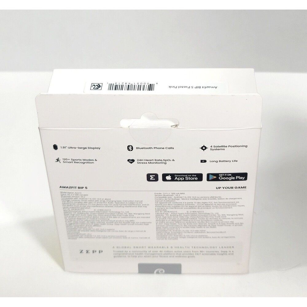 Amazfit Bip 5 Smart Watch 1.91" Large Screen Bluetooth Calling A2215 Pink SEALED - Picture 8 of 12